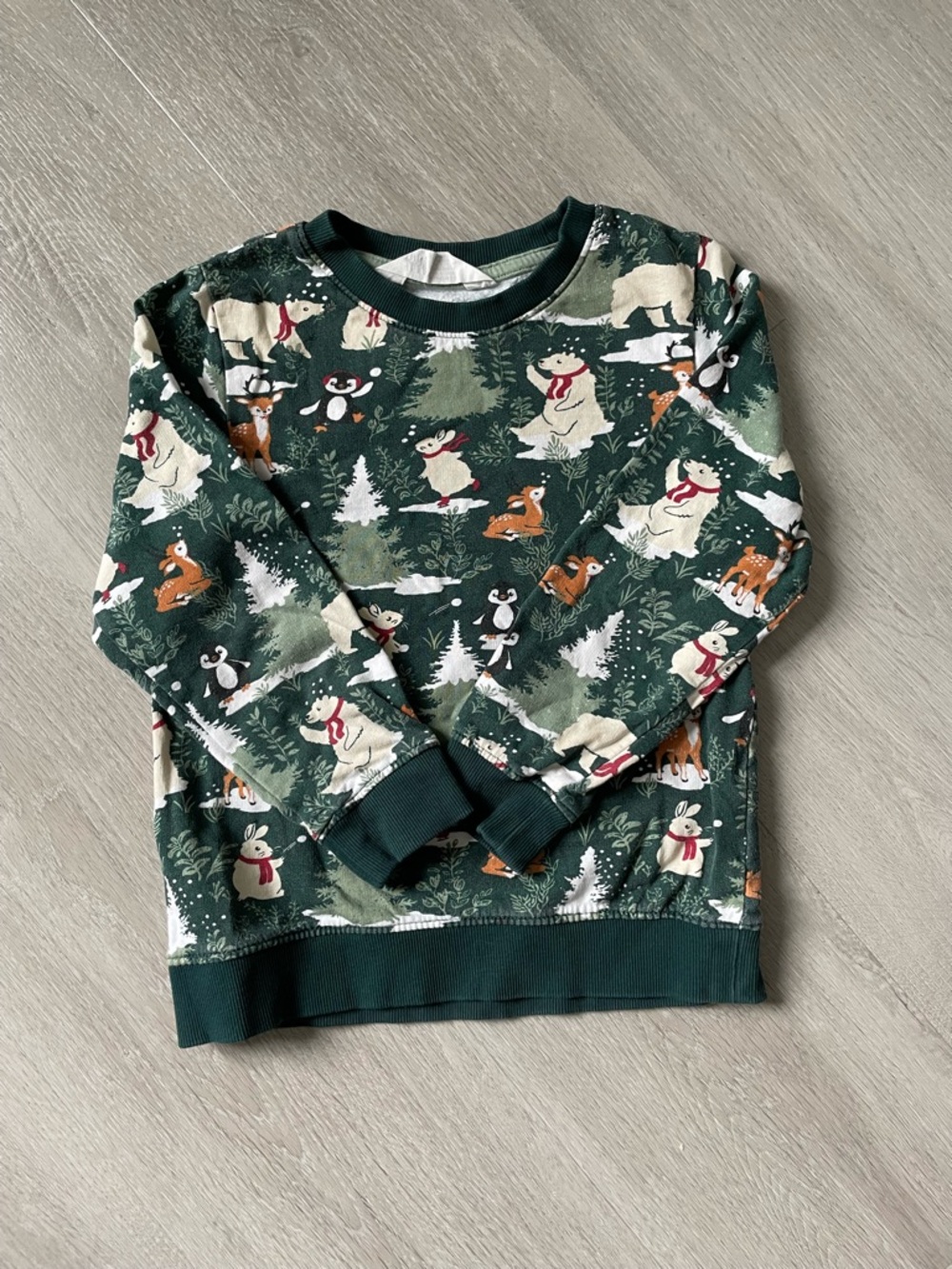 H&M Dark Green Forest Animals Crewneck Sweatshirt